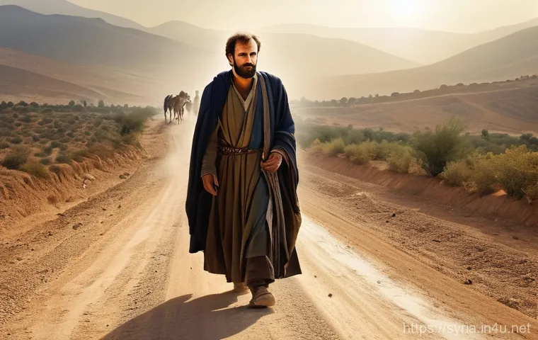 시리아와 관련된 유명 인물 - **Apostle Paul's Conversion on the Road to Damascus:** A dramatic and vibrant scene depicting Saul (...