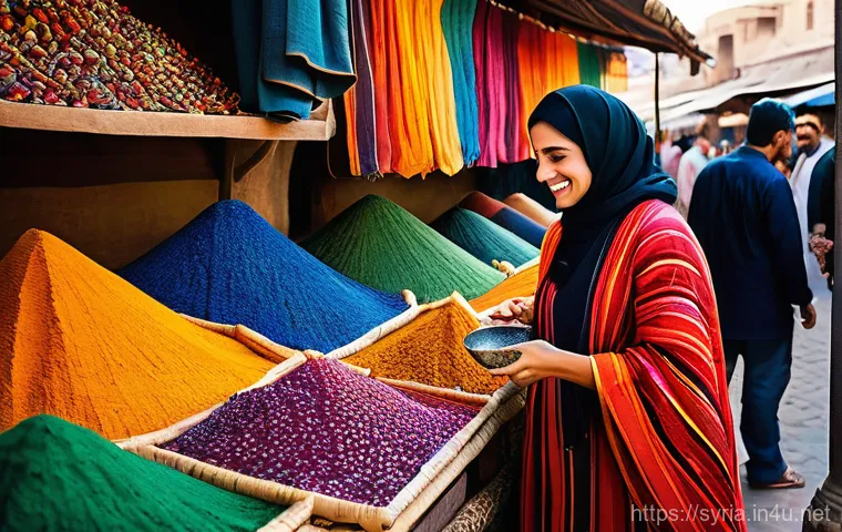 시리아 전통 의상  카프탄 - A gracefully poised Syrian woman in her late 20s stands confidently amidst the ancient ruins of an h...