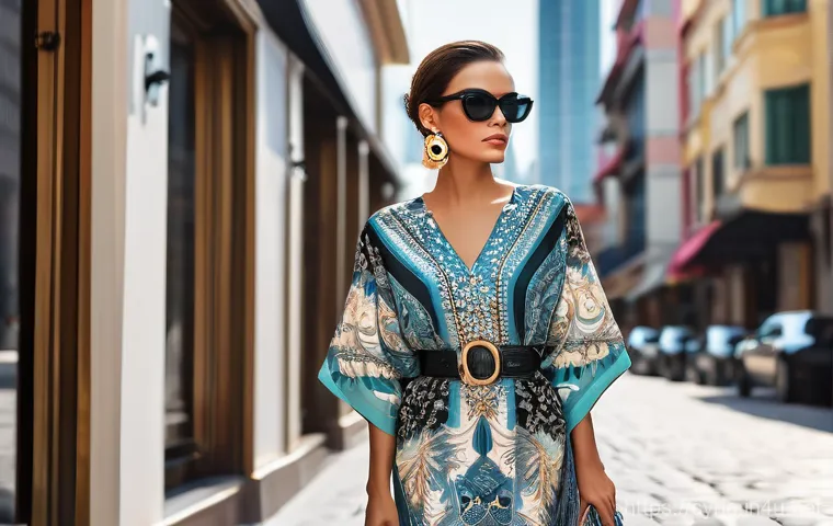 시리아 전통 의상  카프탄 - A vibrant scene in a bustling Middle Eastern souk (market). A woman in her early 30s, with a radiant...