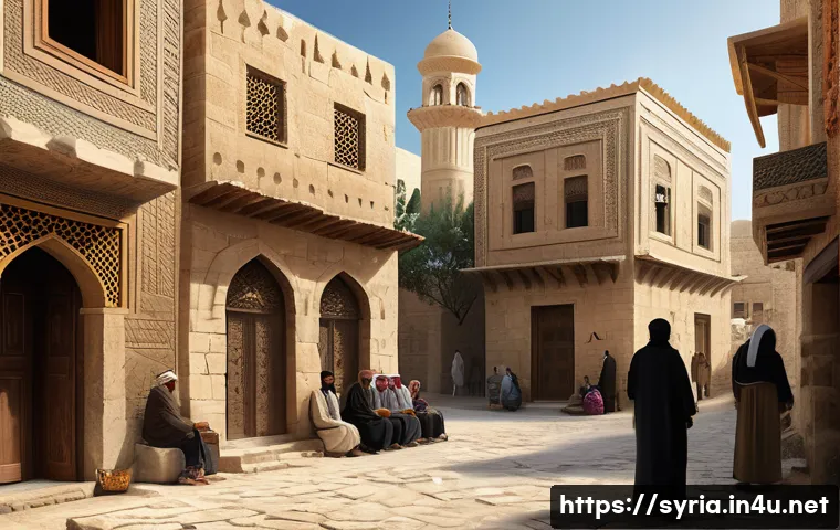 시리아 내전 원인 분석 - A detailed illustration of Syria’s diverse ethnic and religious communities coexisting in a traditio...